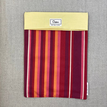 Red, orange, pink & cream vertical stripe with yellow top 2 - X large