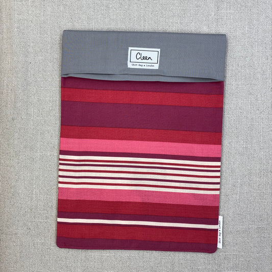 Red, pink & cream horizontal stripe with grey top - X large