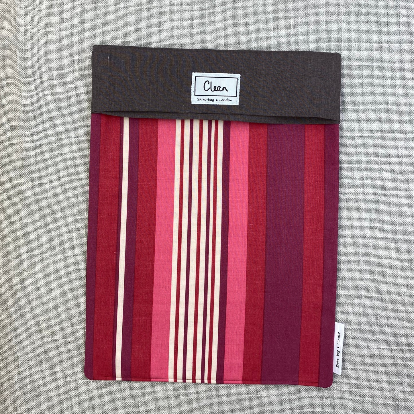Red, pink & cream vertical stripe with brown top 3 - X large