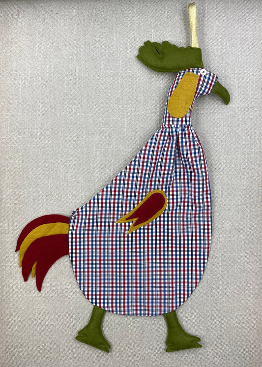 Red, white & blue tartan with green, gold & red