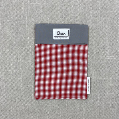 Red & white check with grey top - small