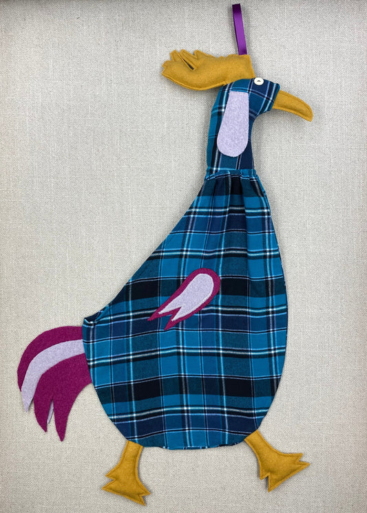 Teal & black tartan with yellow, pink & lilac