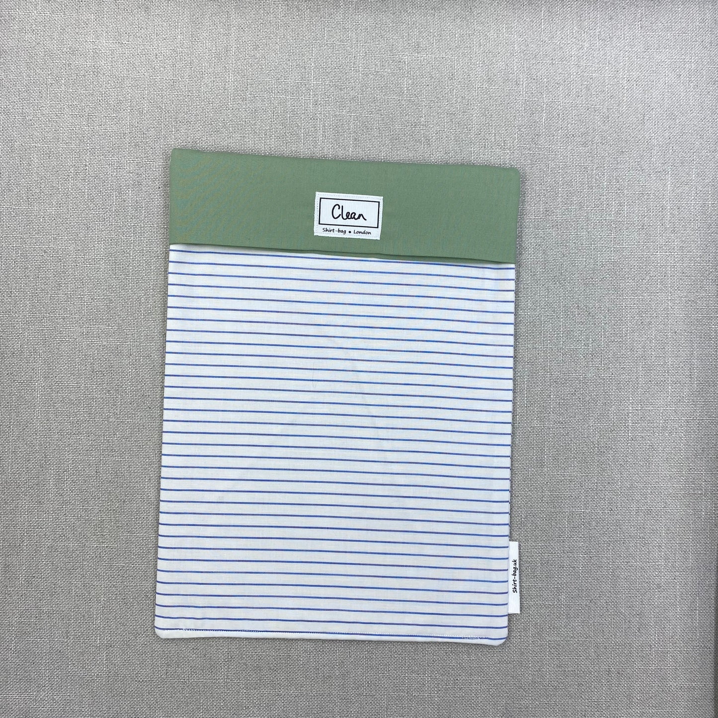 Teal, purple & navy stripes on white with sage green top - X large