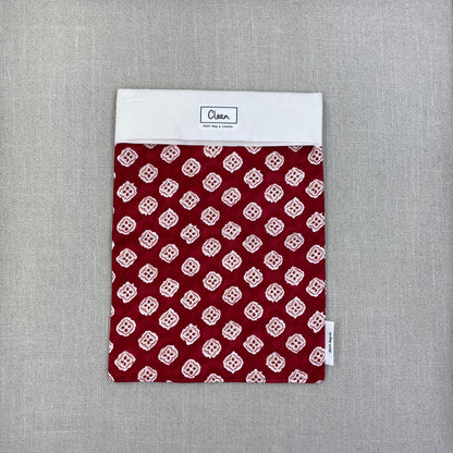 White motif on red with cream top -  X large