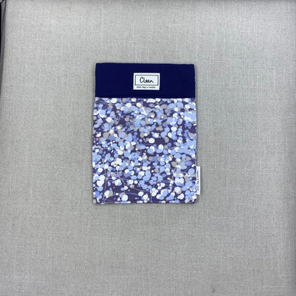 White, purple & grey splodges with navy top - medium