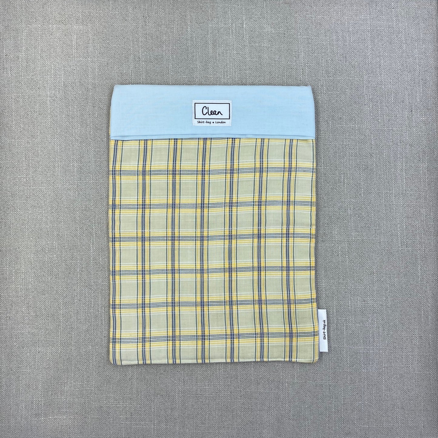 Yellow & blue check on yellow with pale blue top - X large