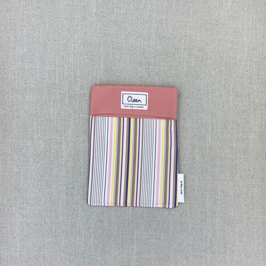 Yellow, pink & beige stripe of white with salmon top - small